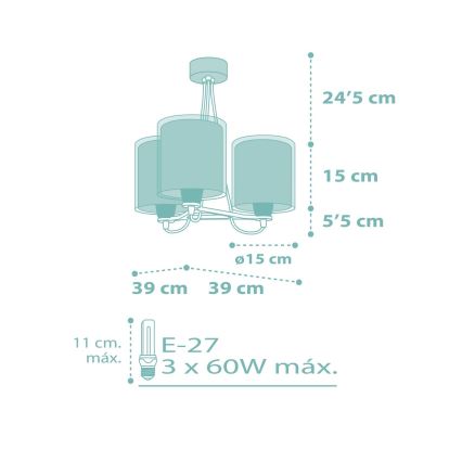 Dalber 41007H - Dětský lustr DOTS 3xE27/60W/230V