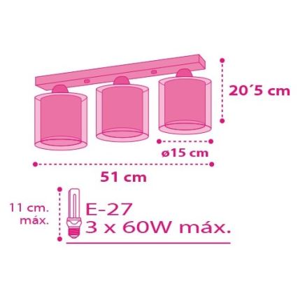 Dalber 41183 - Stropní svítidlo CUORE 3xE27/60W/230V