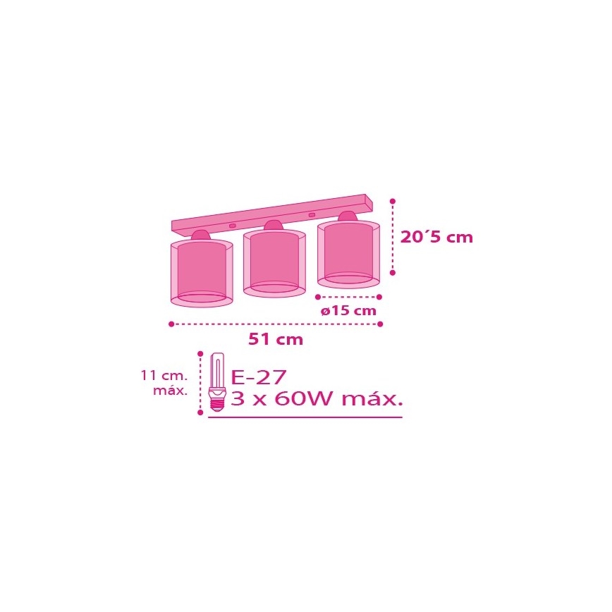 Dalber 41183 - Stropní svítidlo CUORE 3xE27/60W/230V