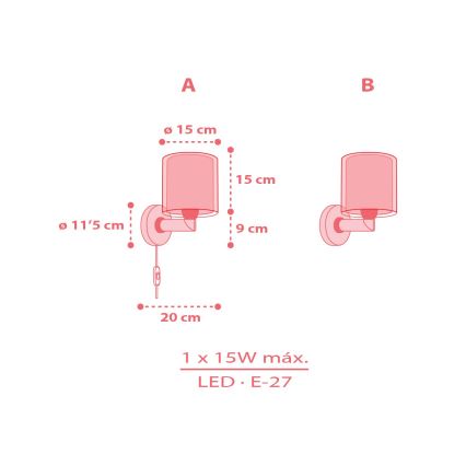 Dalber 41199 - Dětská nástěnná lampa RAINBOW 1xE27/15W/230V pestrobarevná