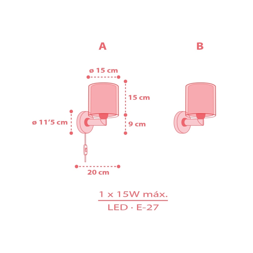 Dalber 41199 - Dětská nástěnná lampa RAINBOW 1xE27/15W/230V pestrobarevná