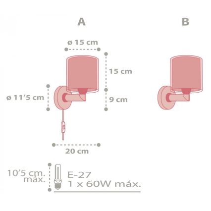 Dalber 41439 - Dětské nástěnné svítidlo COLOR RAIN 1xE27/60W/230V