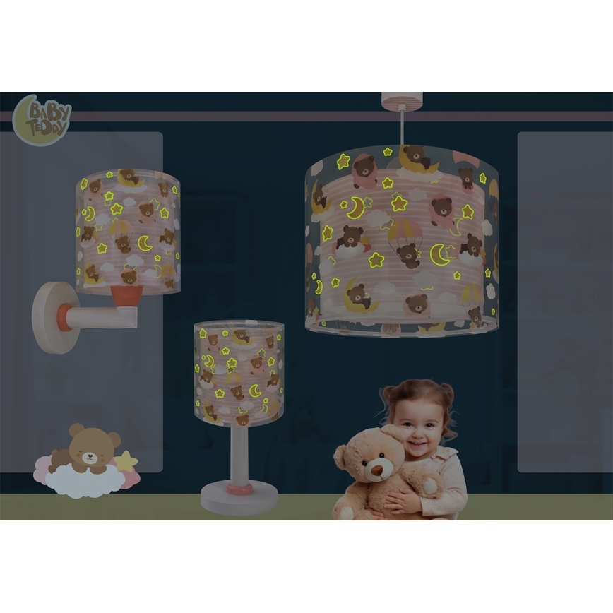 Dalber 41572S - Dětský lustr BABY TEDDY 1xE27/15W/230V růžová
