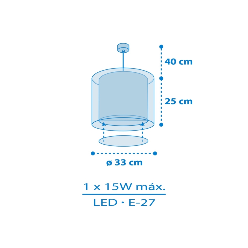 Dalber 41572T - Dětský lustr BABY TEDDY 1xE27/15W/230V modrá