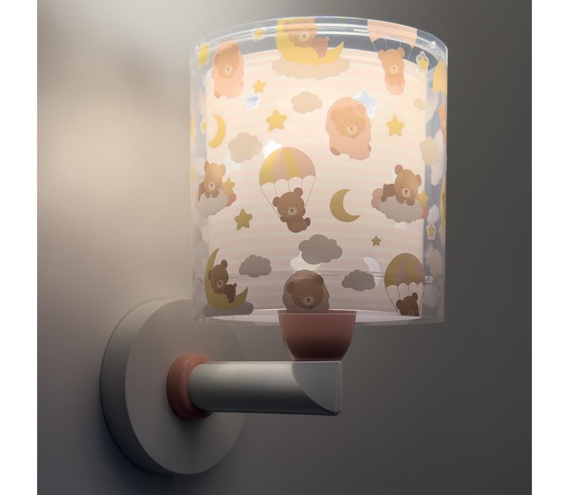 Dalber 41579S - Dětská nástěnná lampa BABY TEDDY 1xE27/15W/230V růžová 41579S