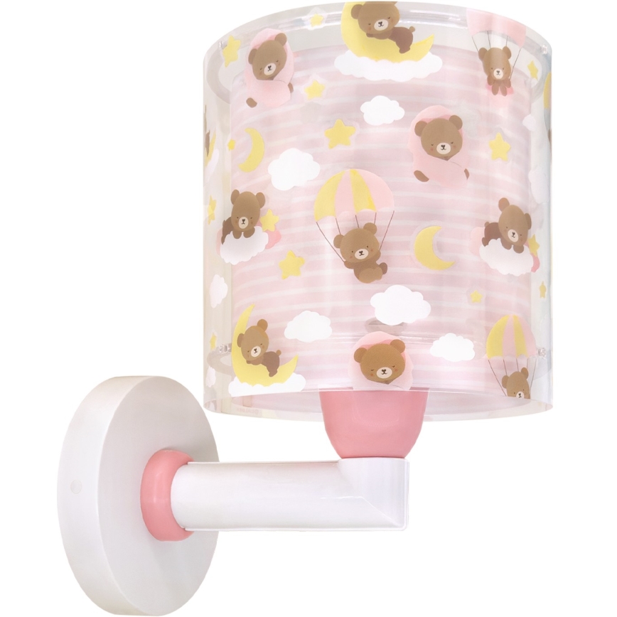 Dalber 41579S - Dětská nástěnná lampa BABY TEDDY 1xE27/15W/230V růžová