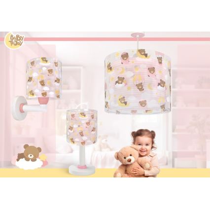 Dalber 41579S - Dětská nástěnná lampa BABY TEDDY 1xE27/15W/230V růžová