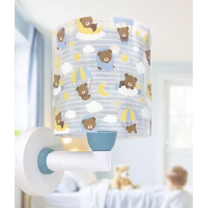 Dalber 41579T - Dětská nástěnná lampa BABY TEDDY 1xE27/15W/230V modrá