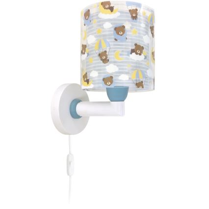 Dalber 41579T - Dětská nástěnná lampa BABY TEDDY 1xE27/15W/230V modrá