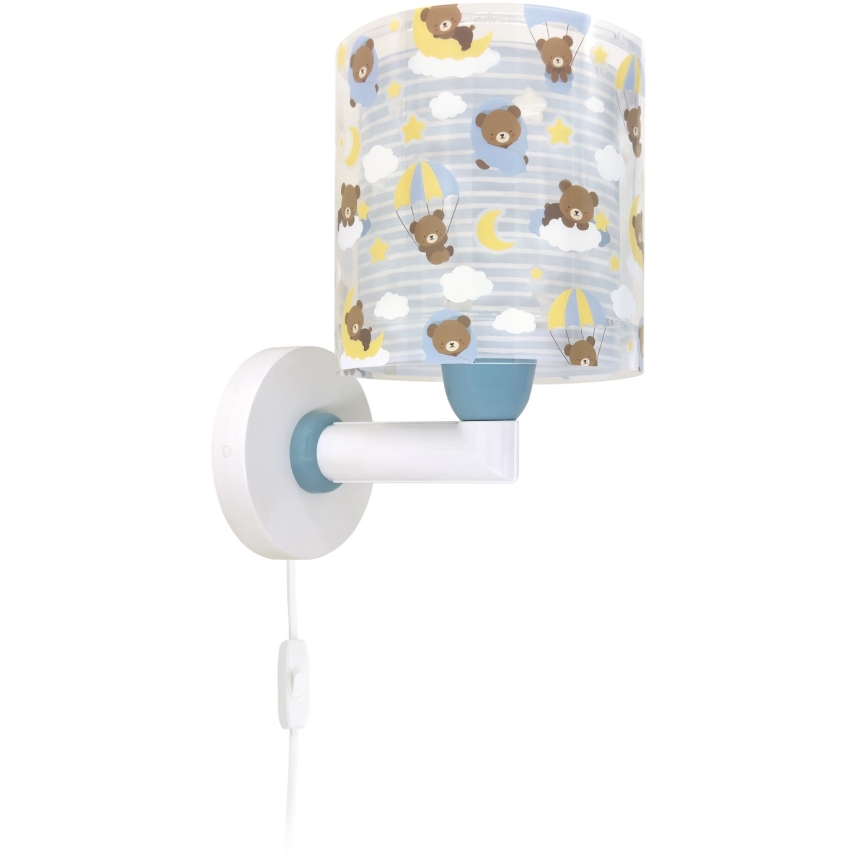 Dalber 41579T - Dětská nástěnná lampa BABY TEDDY 1xE27/15W/230V modrá