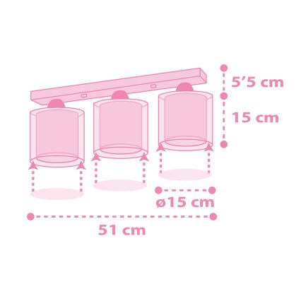 Dalber 41593 - Dětské stropní svítidlo UNICORNS 3xE27/60W/230V