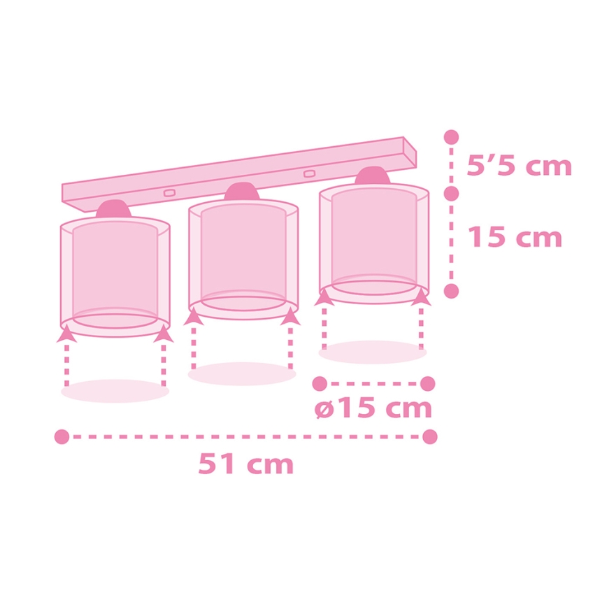 Dalber 41593 - Dětské stropní svítidlo UNICORNS 3xE27/60W/230V