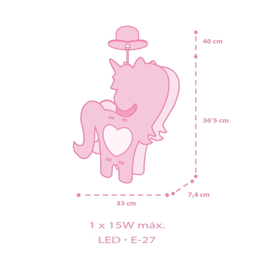 Dalber 41597 - Dětský lustr UNICORN 1xE27/15W/230V