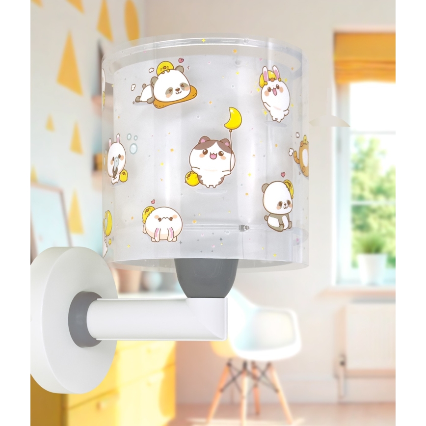 Dalber 41769E - Dětská nástěnná lampa KAWAII FRIENDS 1xE27/15W/230V šedá