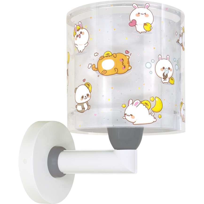 Dalber 41769E - Dětská nástěnná lampa KAWAII FRIENDS 1xE27/15W/230V šedá