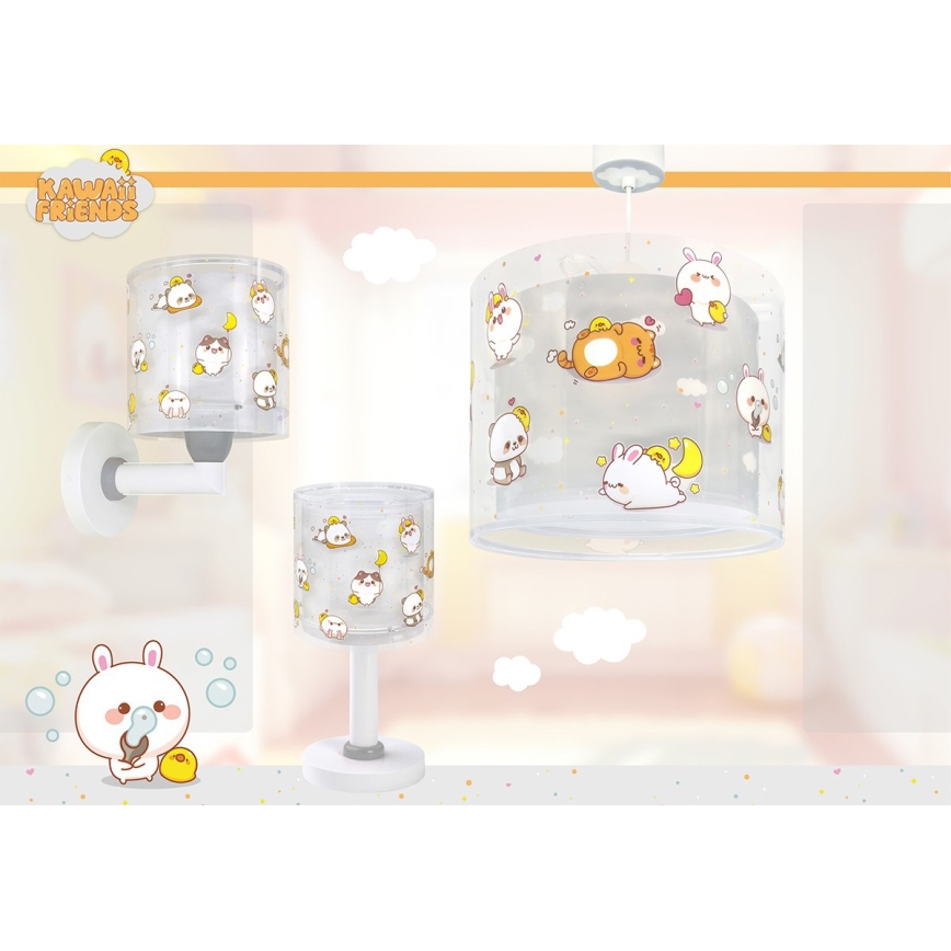 Dalber 41769E - Dětská nástěnná lampa KAWAII FRIENDS 1xE27/15W/230V šedá