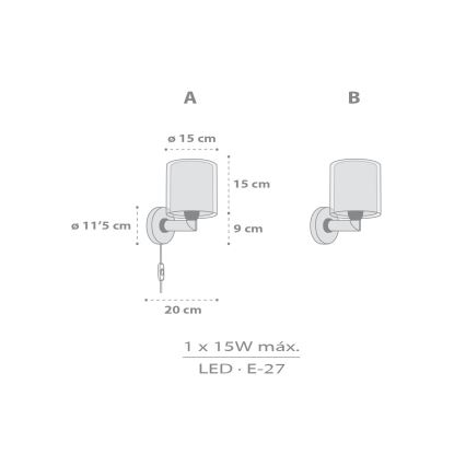 Dalber 41769E - Dětská nástěnná lampa KAWAII FRIENDS 1xE27/15W/230V šedá