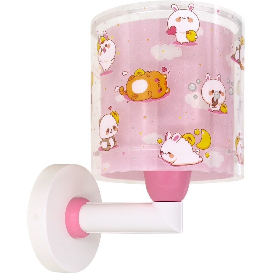 Dalber 41769S - Dětská nástěnná lampa KAWAII FRIENDS 1xE27/15W/230V růžová
