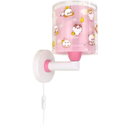 Dalber 41769S - Dětská nástěnná lampa KAWAII FRIENDS 1xE27/15W/230V růžová