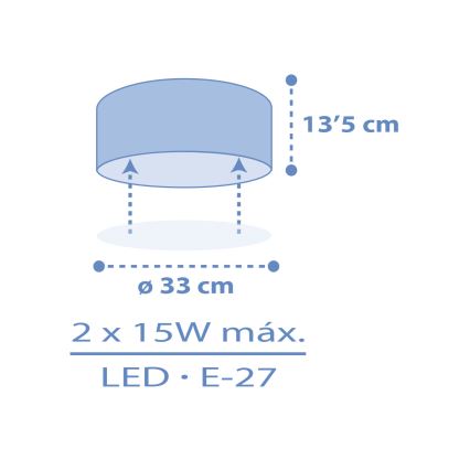 Dalber 42006T - Dětské stropní svítidlo COLOR LIGHT 2xE27/15W/230V modrá