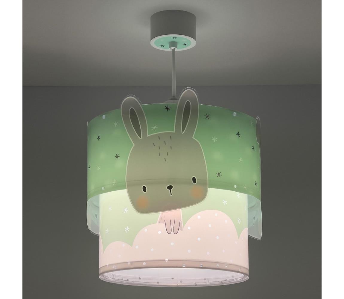 Dalber Dalber 61152H - Dětský lustr BUNNY 1xE27/60W/230V zelená PI490