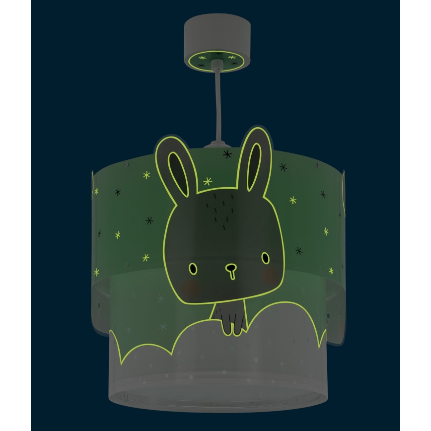 Dalber 61152H - Dětský lustr BUNNY 1xE27/60W/230V zelená
