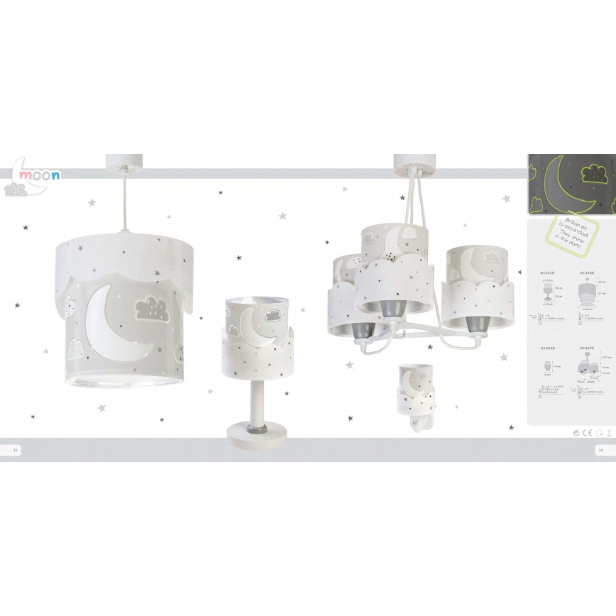 Dalber 61232E - Dětský lustr MOON 1xE27/60W/230V