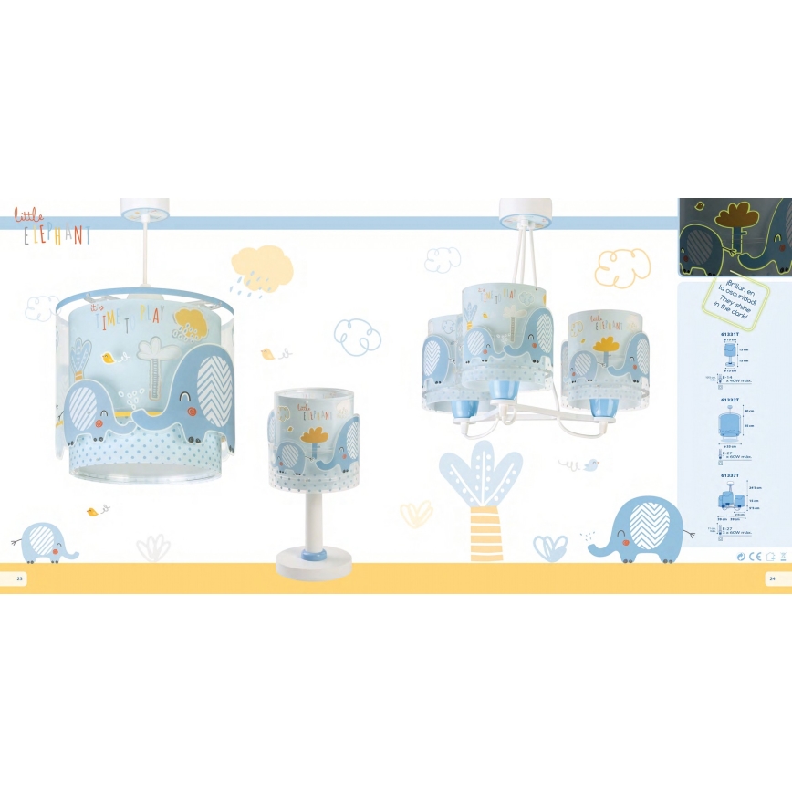 Dalber 61332T - Dětský lustr LITTLE ELEPHANT 1xE27/60W/230V