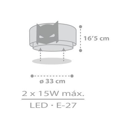 Dalber 61806 - Dětské stropní svítidlo DARK HERO 2xE27/15W/230V