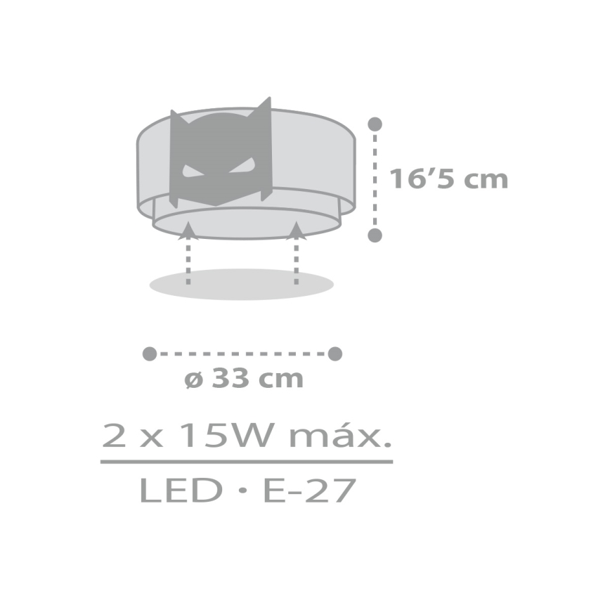 Dalber 61806 - Dětské stropní svítidlo DARK HERO 2xE27/15W/230V
