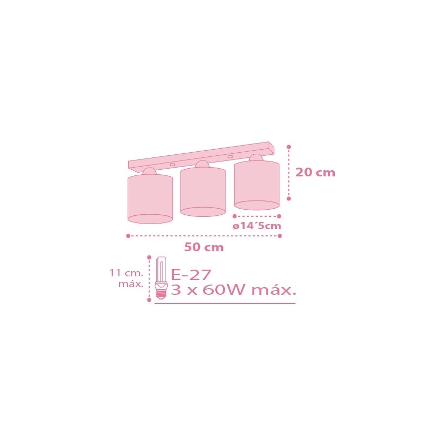 Dalber 62003S - Dětské stropní svítidlo COLORS 3xE27/60W/230V