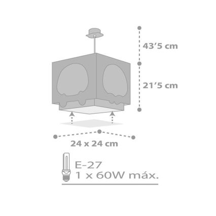 Dalber 63162T - Dětský lustr PANDA 1xE27/60W/230V modrá