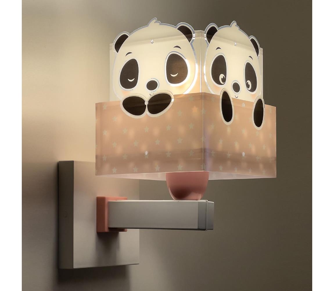 Dalber Dalber 63169S - Dětské nástěnné svítidlo PANDA 1xE27/60W/230V růžová PI462
