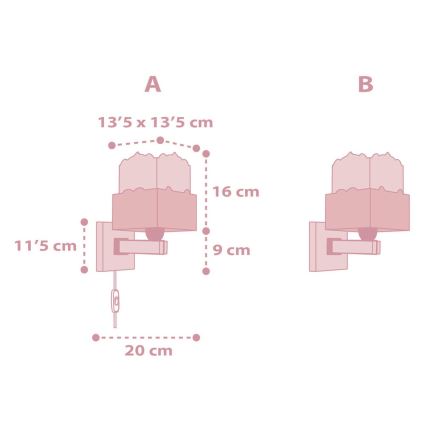 Dalber 63169S - Dětské nástěnné svítidlo PANDA 1xE27/60W/230V růžová