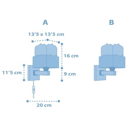 Dalber 63169T - Dětské nástěnné svítidlo PANDA 1xE27/60W/230V modrá