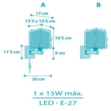 Dalber 63359 - Dětské nástěnné svítidlo ROCKET 1xE27/15W/230V