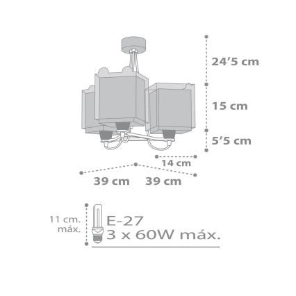 Dalber 64577 - Dětský lustr LITTLE TEDDY 3xE27/60W/230V