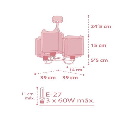 Dalber 64587 - Dětský lustr LITTLE FOX 3xE27/60W/230V