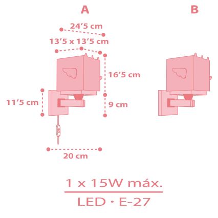 Dalber 64599 - Dětské nástěnné svítidlo LITTLE UNICORN 1xE27/15W/230V