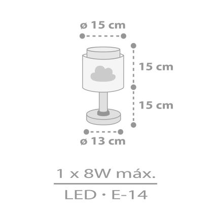 Dalber 76011E - Dětská lampička BABY DREAMS 1xE14/8W/230V šedá