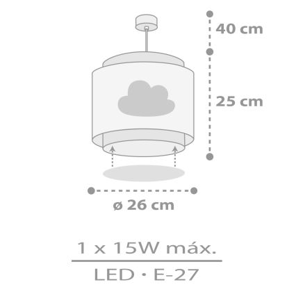 Dalber 76012E - Dětský lustr BABY DREAMS 1xE27/15W/230V šedá