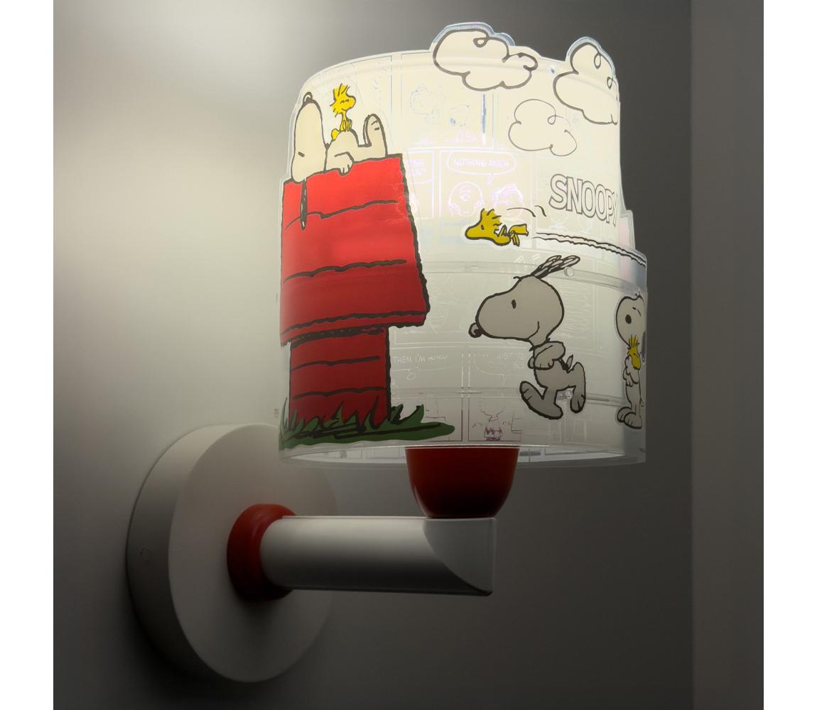 Dalber 76309 - Dětská nástěnná lampa SNOOPY 1xE27/15W/230V bílá/červená 76309 Červená,Bílá