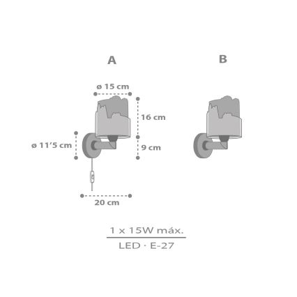 Dalber 76309 - Dětská nástěnná lampa SNOOPY 1xE27/15W/230V bílá/červená