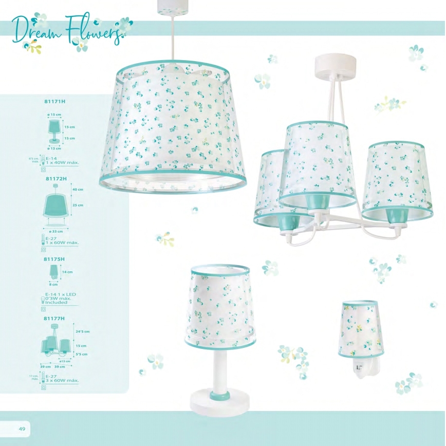 Dalber 81172H - Dětský lustr DREAM FLOWERS 1xE27/60W/230V