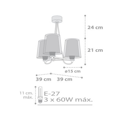 Dalber 81197E - Dětský lustr LIGHT FEELING 3xE27/60W/230V