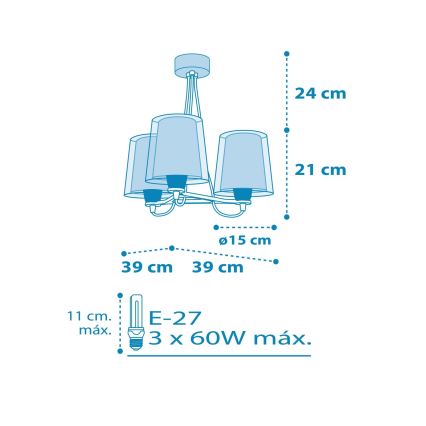 Dalber 81197T - Dětský lustr LIGHT FEELING 3xE27/60W/230V