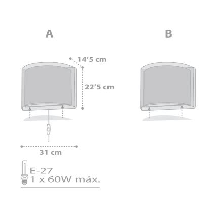 Dalber 81198E - Dětské nástěnné svítidlo LIGHT FEELING 1xE27/60W/230V