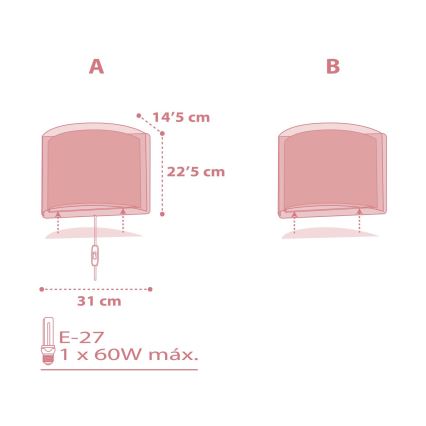 Dalber 81198S - Dětské nástěnné svítidlo LIGHT FEELING 1xE27/60W/230V