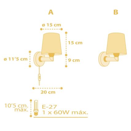 Dalber 82219A - Dětské nástěnné svítidlo STAR LIGHT 1xE27/60W/230V žlutá