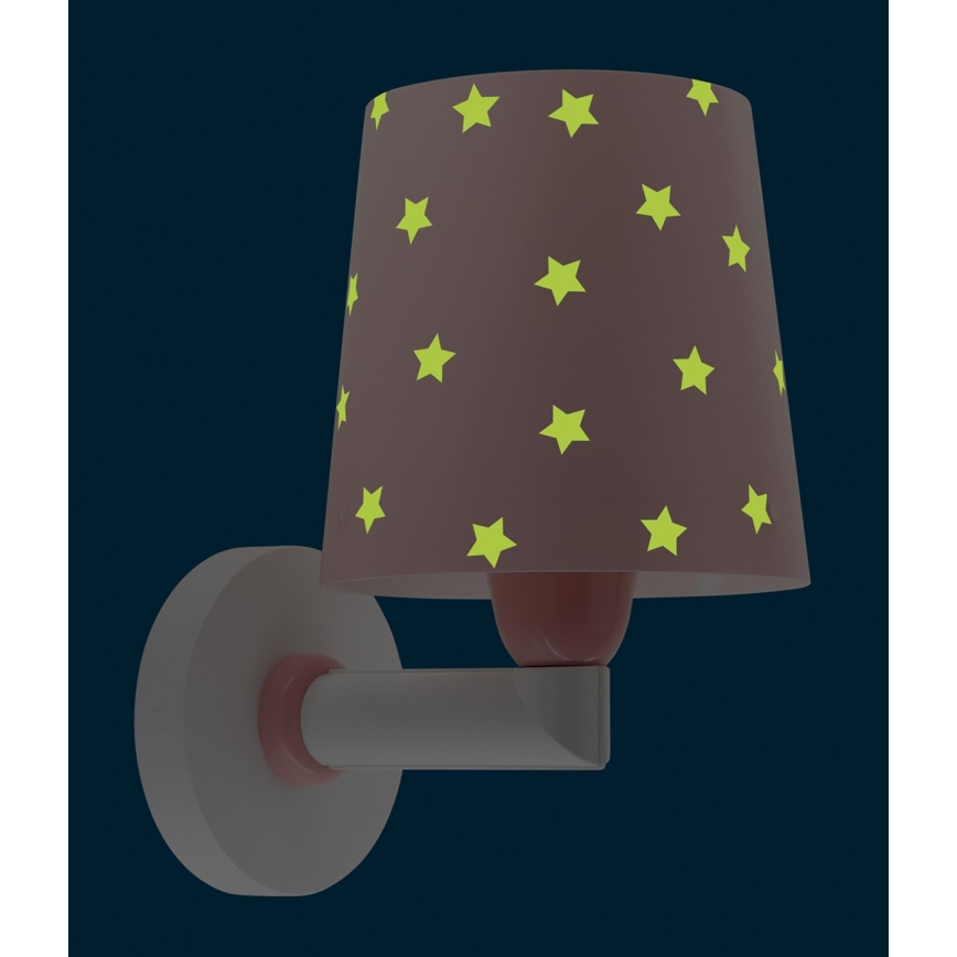 Dalber 82219S - Dětské nástěnné svítidlo STAR LIGHT 1xE27/60W/230V růžová